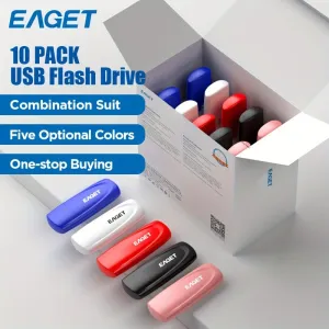 10-Pack USB 2.0 Flash Drive 4GB Multicolor Memory Stick Bundle