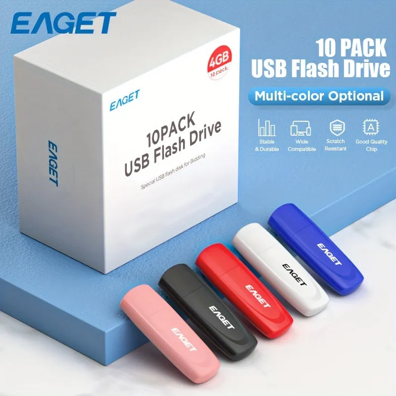 10-Pack USB 2.0 Flash Drive 4GB Multicolor Memory Stick Bundle