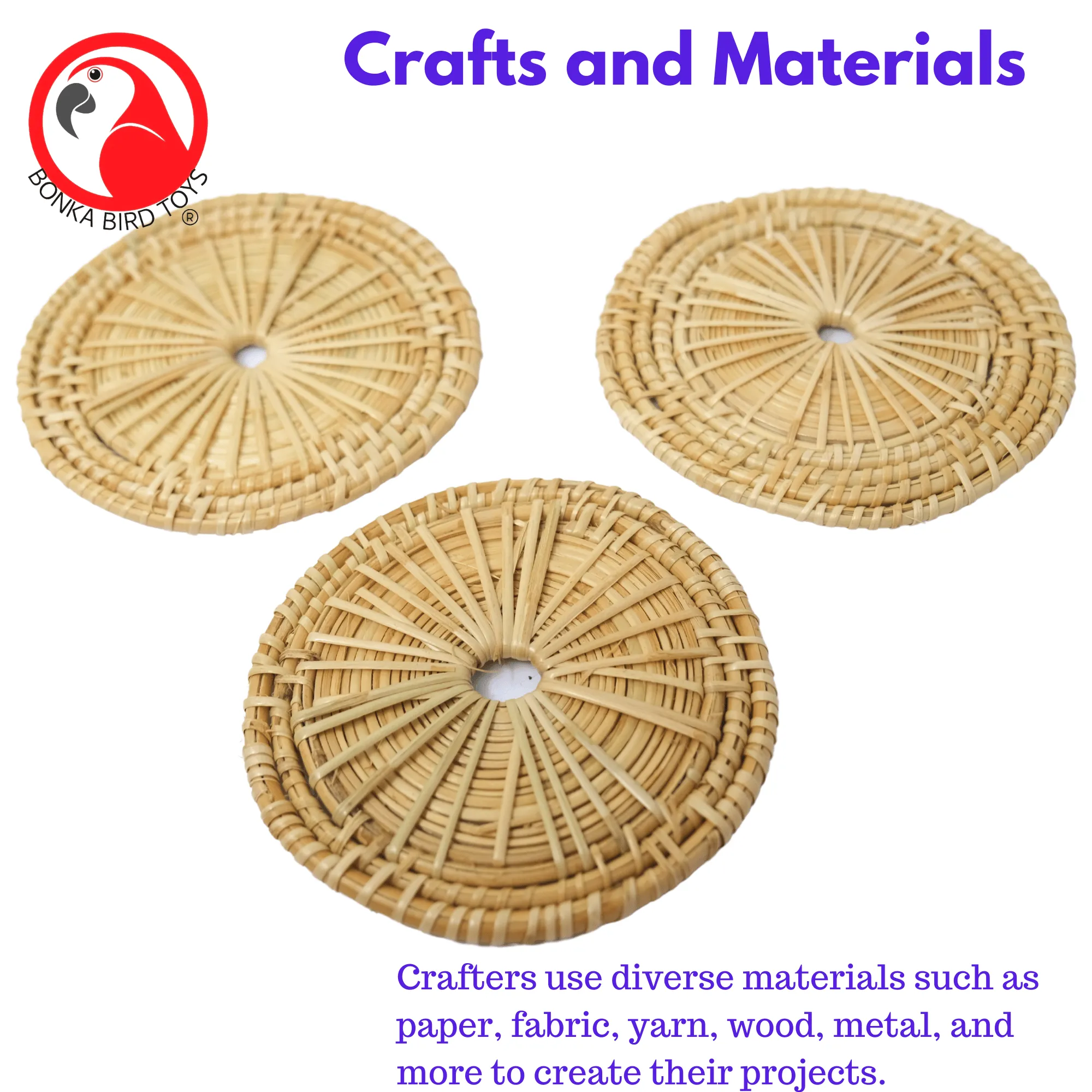 1236 3 Pack Natural Bamboo 4-Inch Round Mats