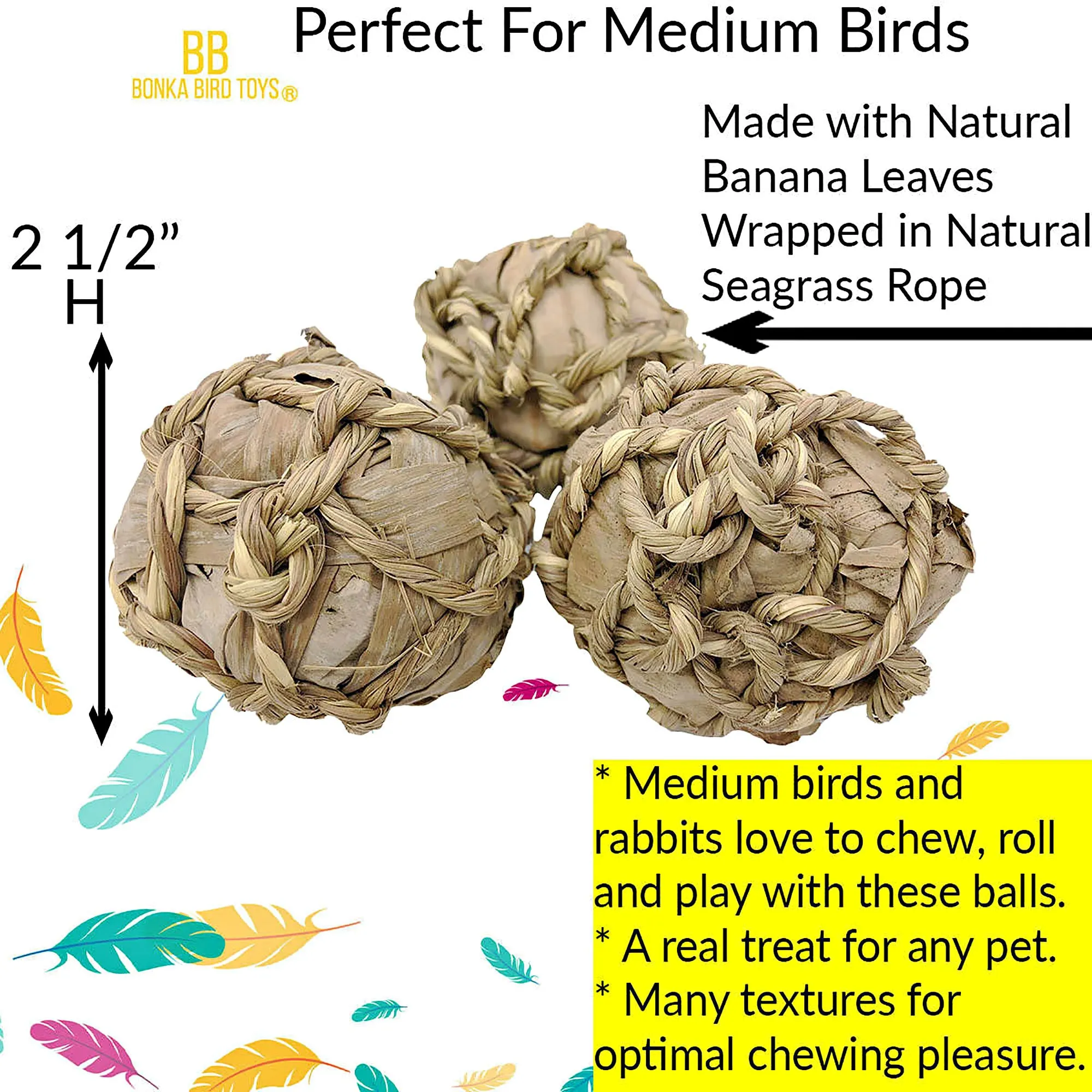 1277 PK3 Natural Banana Leaf Balls: Perfect for Birds and Rabbits