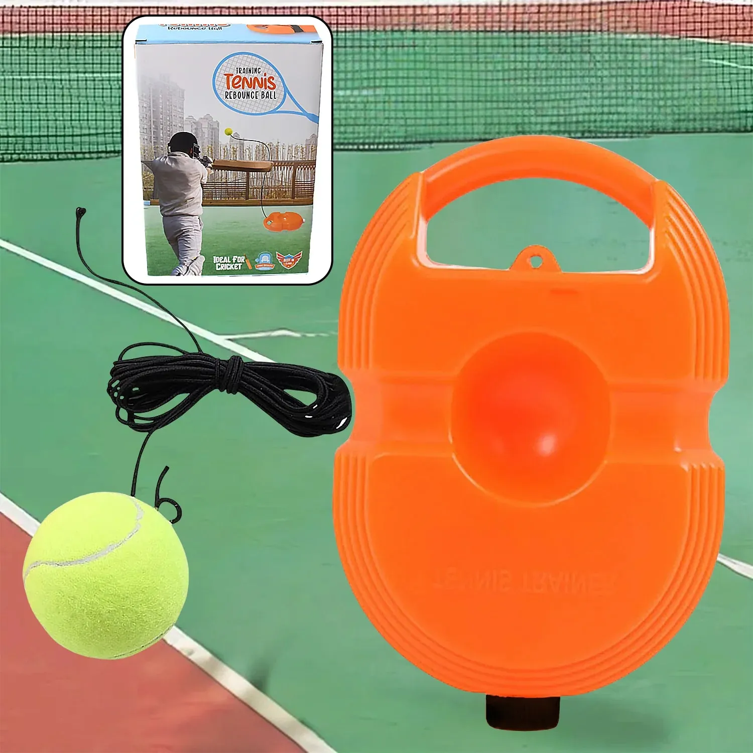 17599 TENNIS TRAINER REBOUND BALL WITH STRING, CONVENIENT TENNIS TRAINING GEAR, TENNIS PRACTICE DEVICE BASE FOR KIDS ADULTS