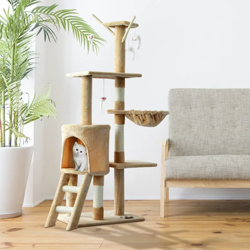 52" Cat Tree Scratching Post - Beige