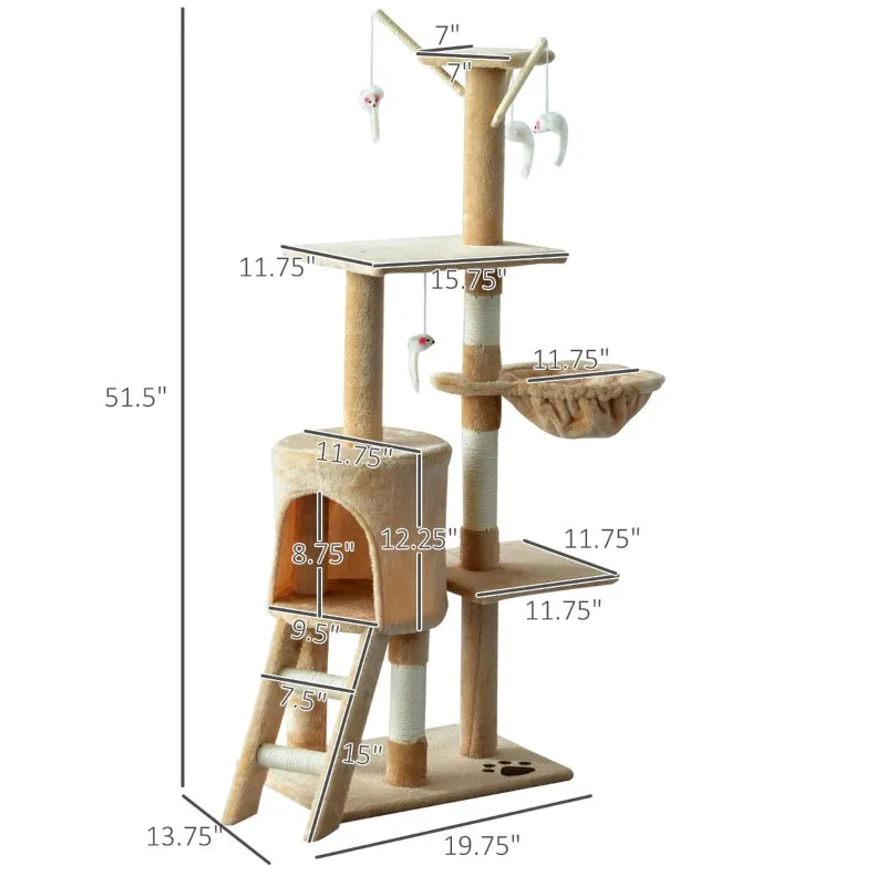 52" Cat Tree Scratching Post - Beige