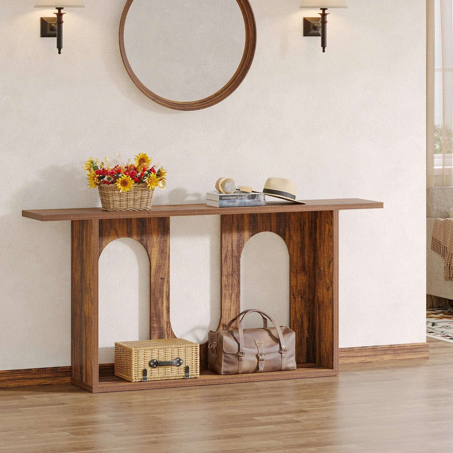 70.9" Console Table, Farmhouse Long Entryway Sofa Table with Storage