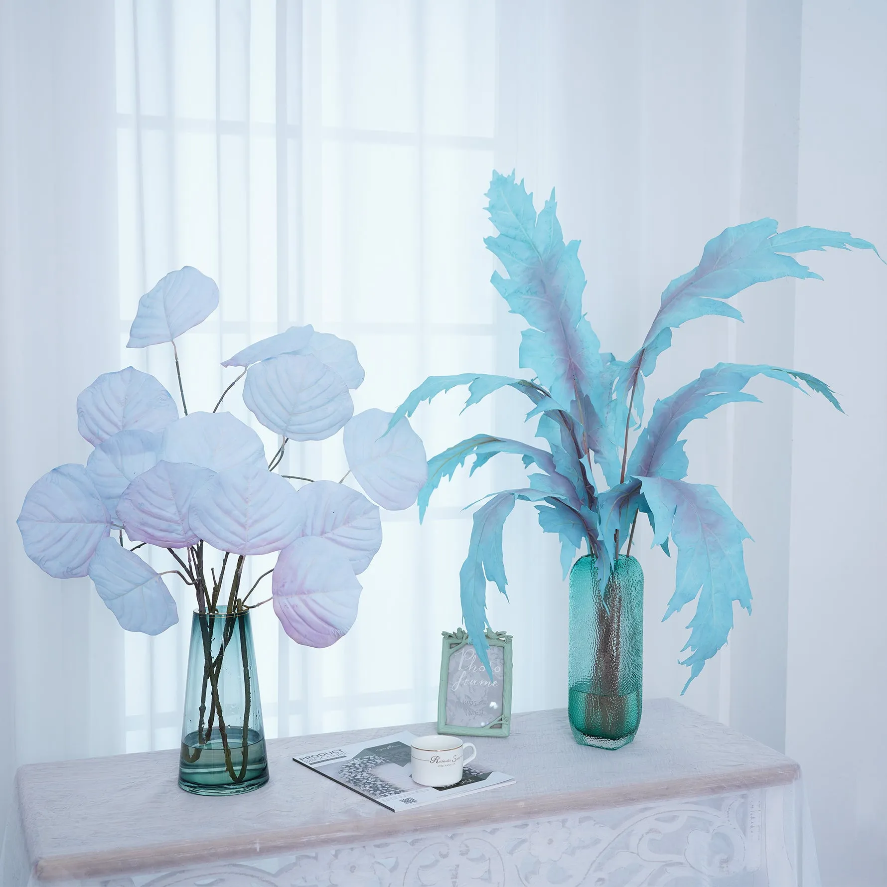 A8161 10pcs/lot Tiffany Blue Soft Leaf Flower Arrangement Accessories