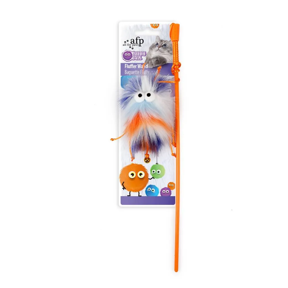 All For Paws Furry Ball Fluffer Wand Orange