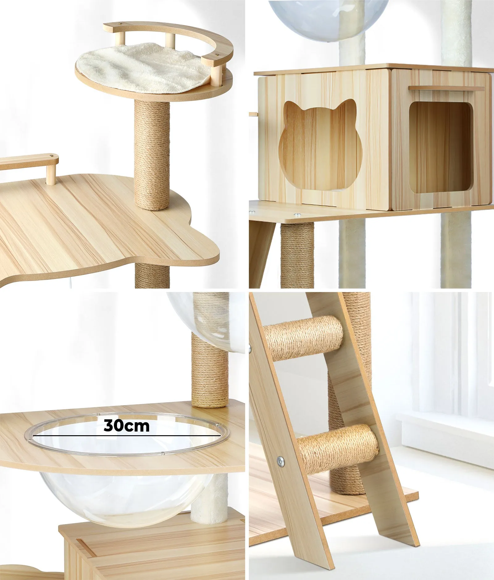 Alopet Cat Tree Scratching Post Scratcher Tower Wood Condo House Bed Large 174CM