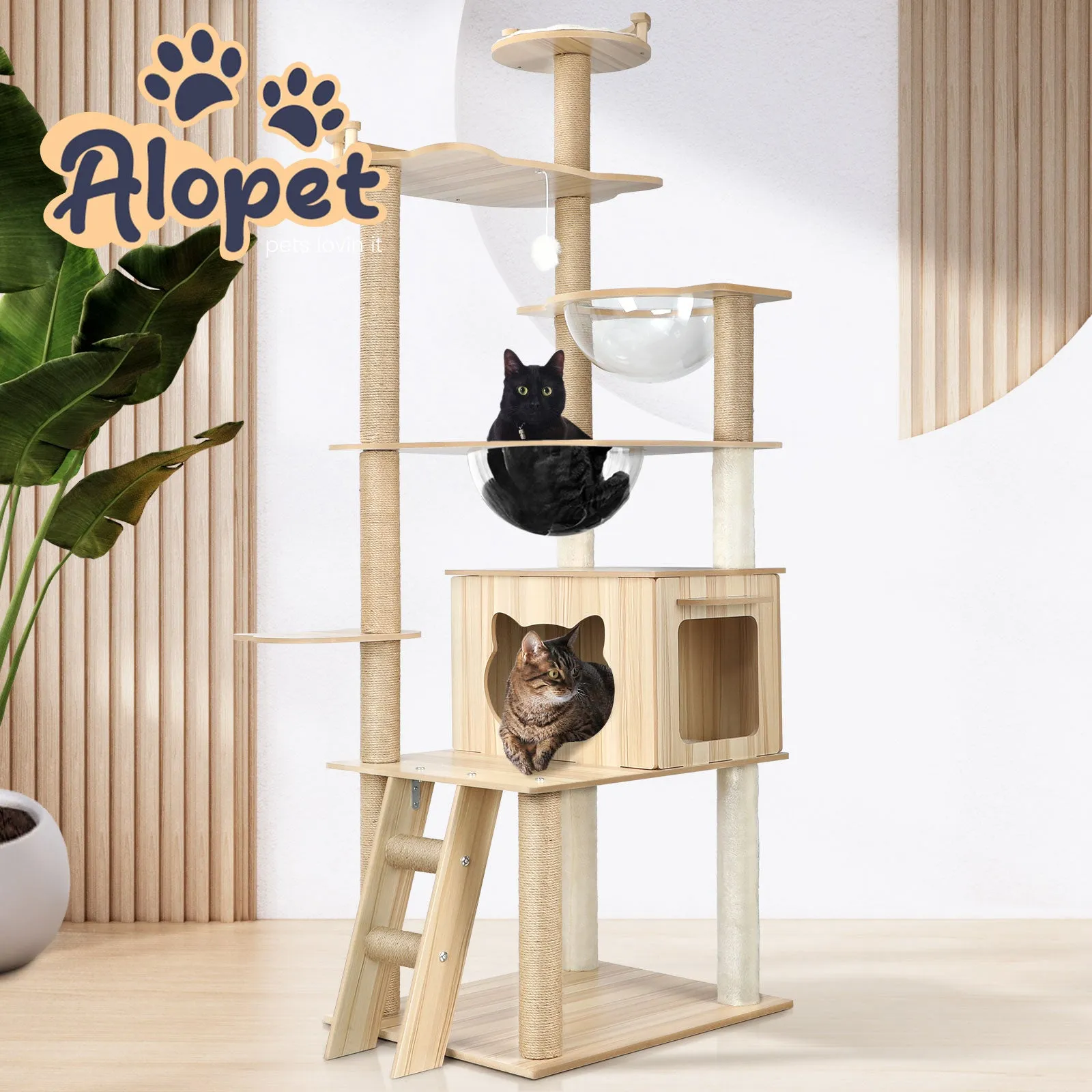 Alopet Cat Tree Scratching Post Scratcher Tower Wood Condo House Bed Large 174CM