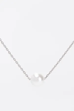 Annie Gold Dipped Floating Pearl Pendant Necklace - Silver