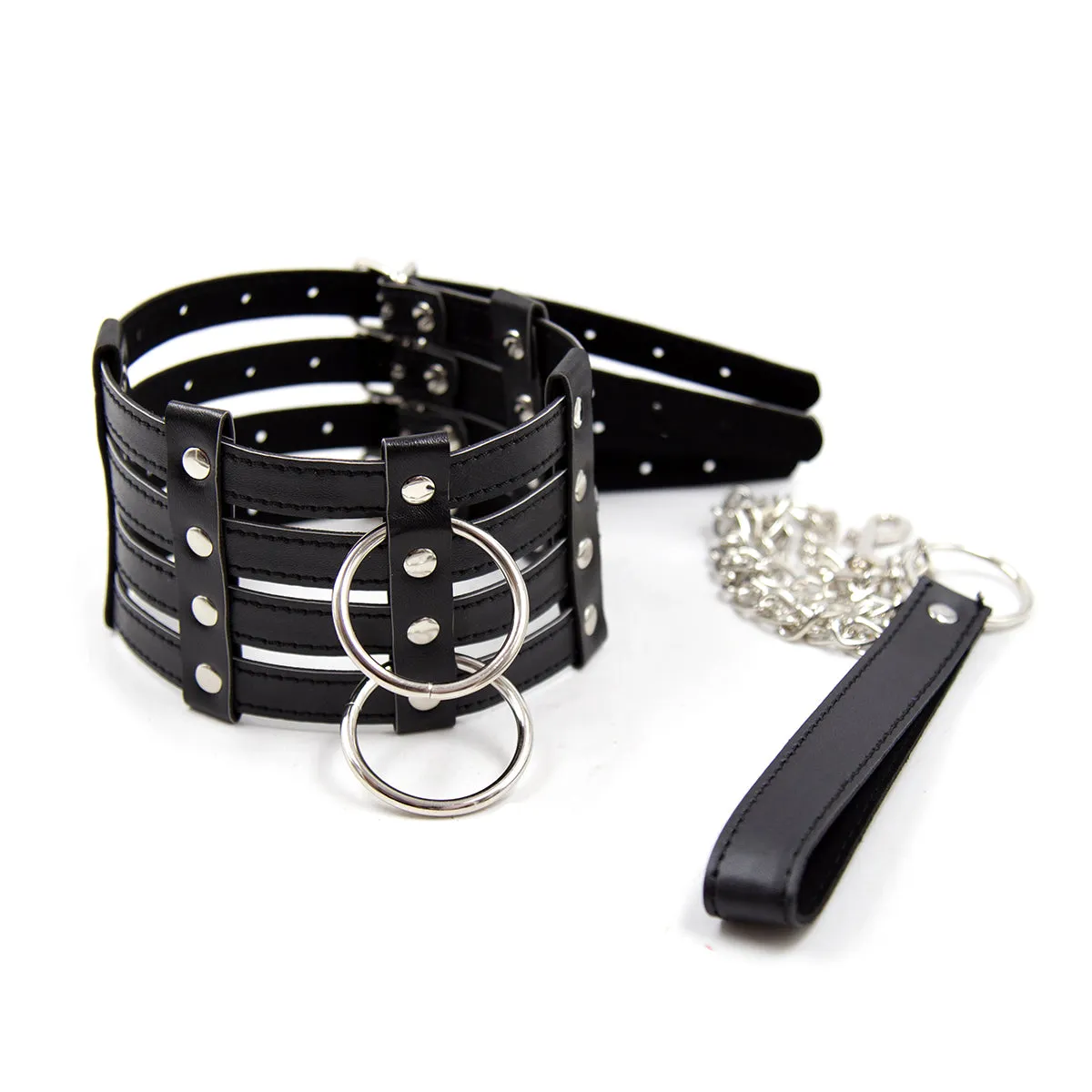 BDSM Collar With Chain Leash | Black | Fetish | Bondage