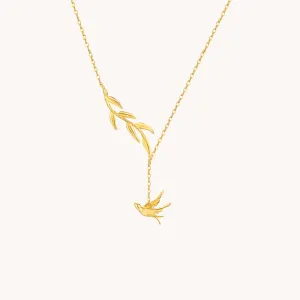 Bird And Leaves Gold Necklace W.