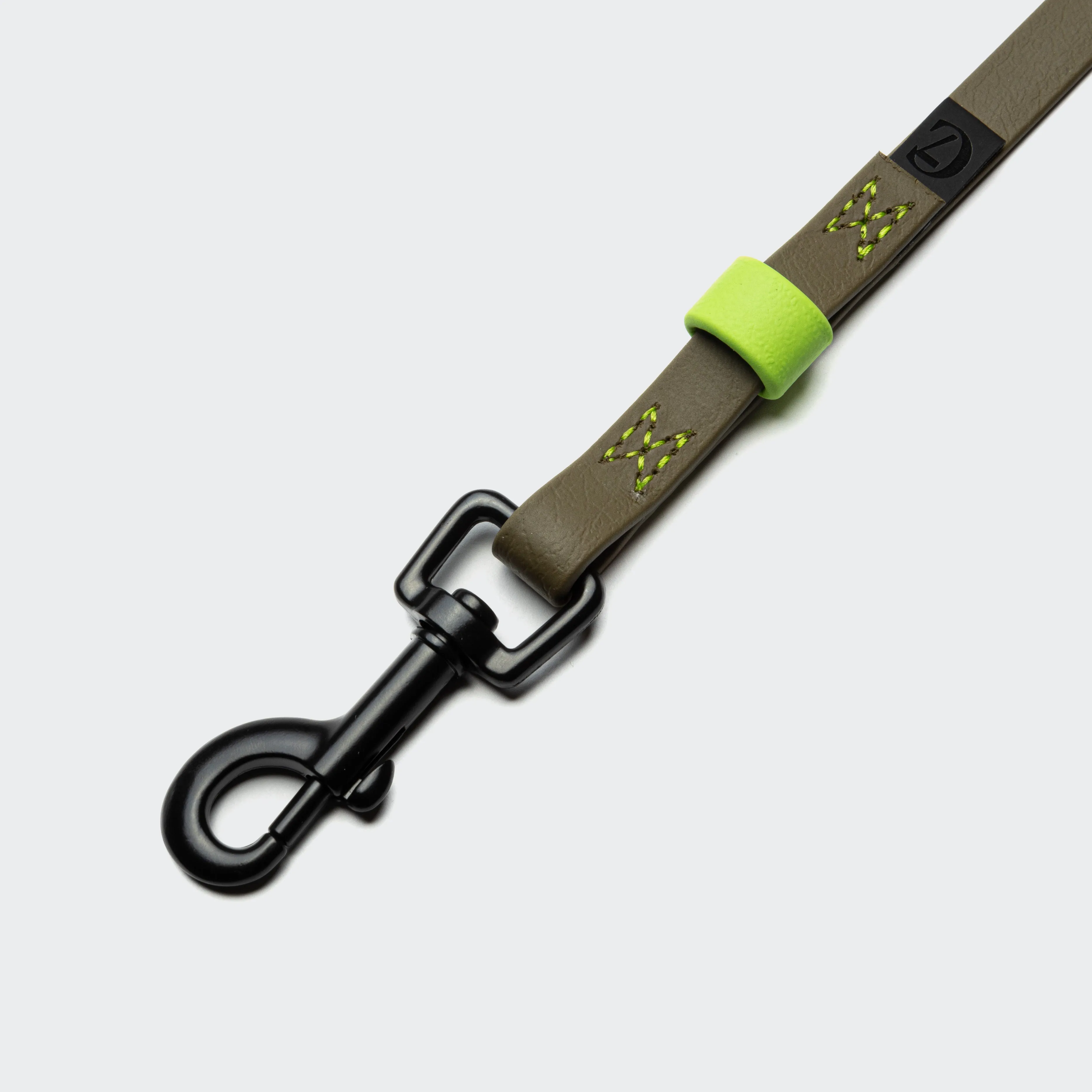 Cloud7: Long Line Dog Leash BioThane Ipanema Olive-Neongreen