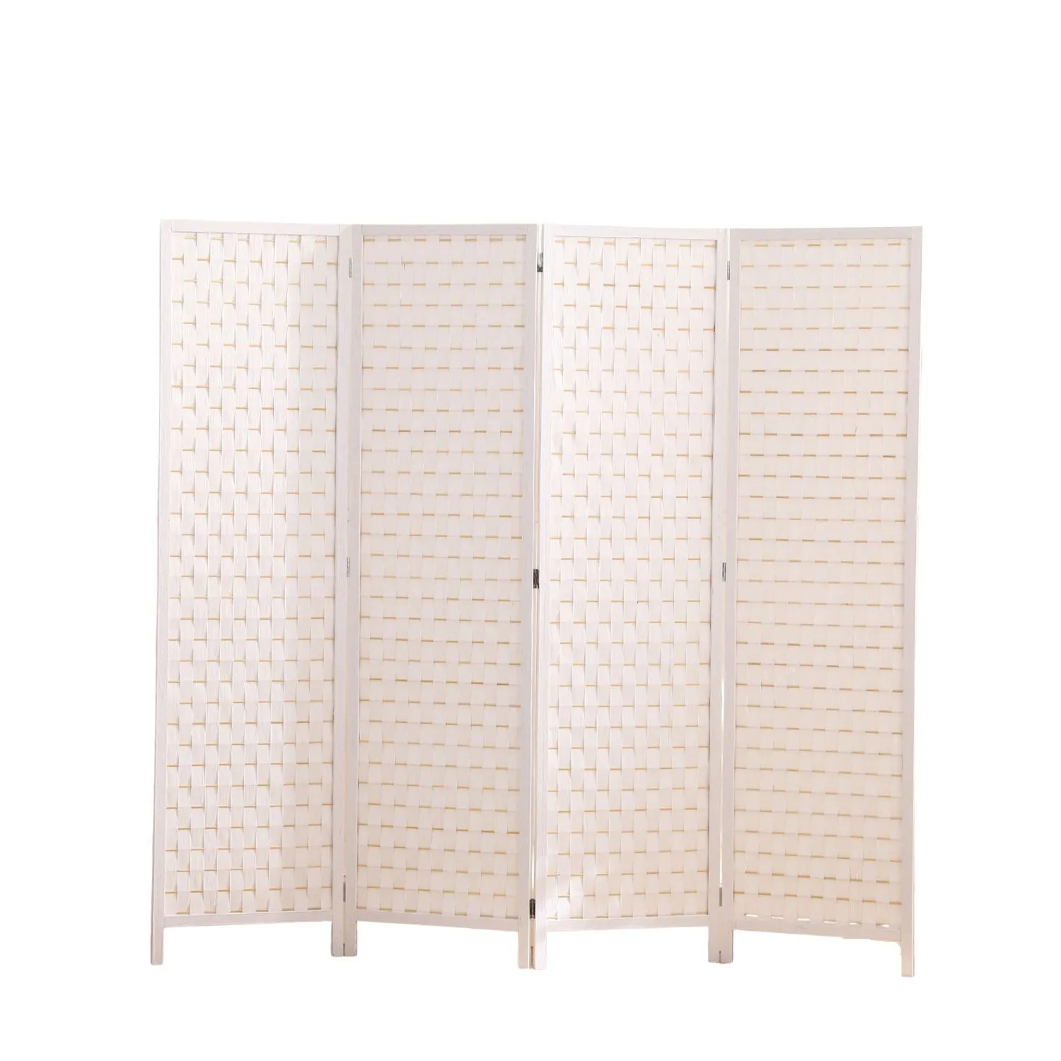 Eco-friendly Pine Wood Room Divider, Rattan Look - 4 Panel