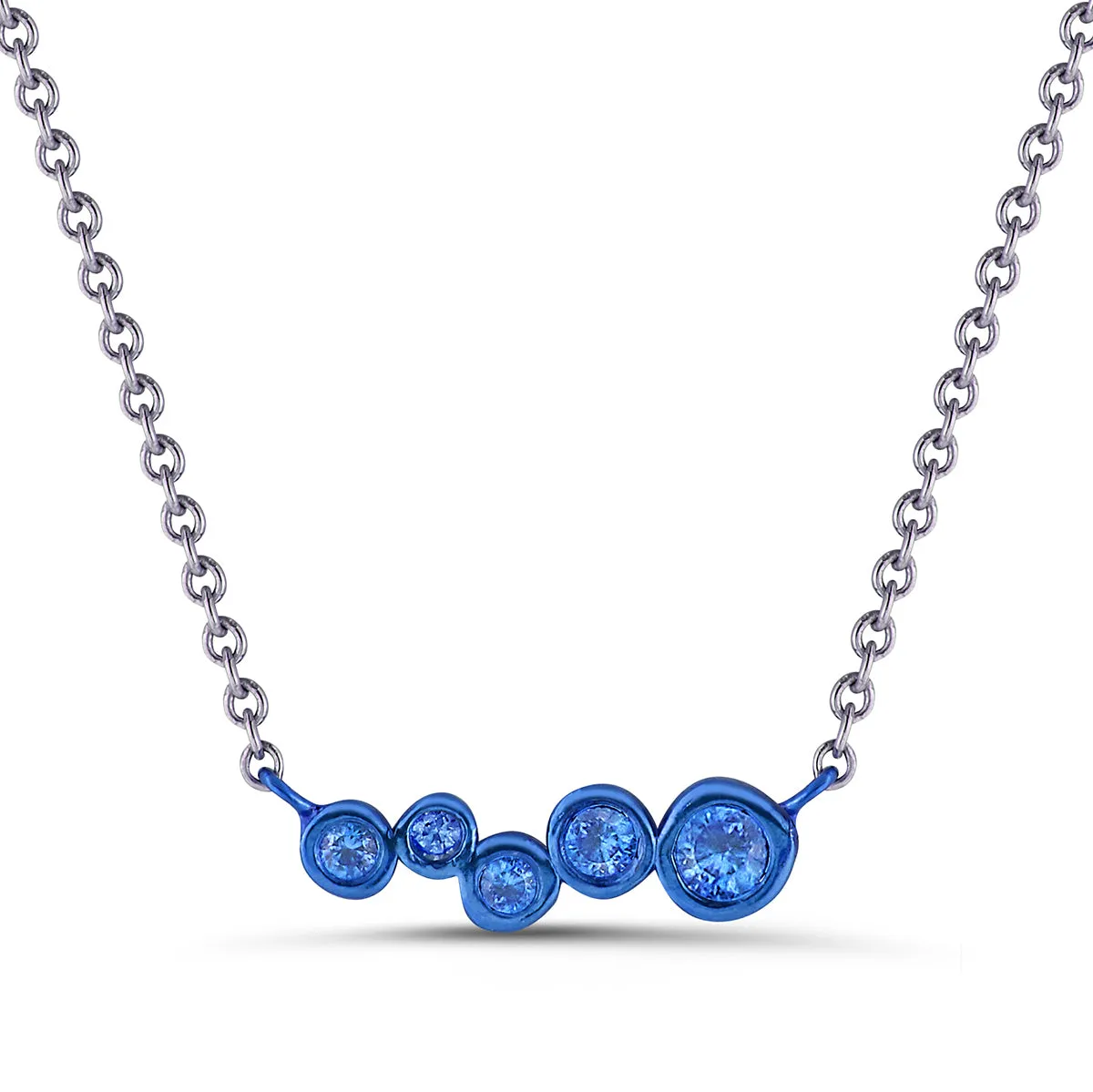 Electric Blue Shadows bar pendant with Blue Sapphires