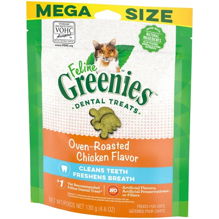 FELINE GREENIES Oven Roasted Chicken Flavored Dental Treats, Mega Size