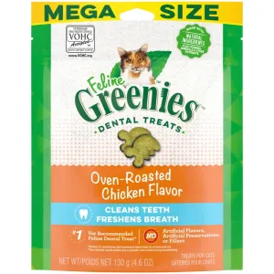 FELINE GREENIES Oven Roasted Chicken Flavored Dental Treats, Mega Size