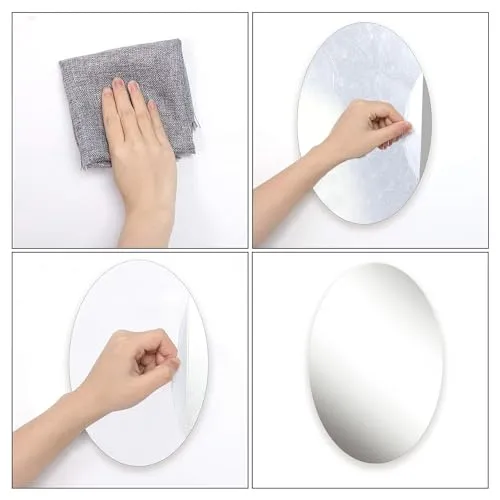 GAKSON Oval Shape Adhesive Mirror Sticker for Wall on Tiles Bathroom Bedroom Living Room Home Basin Mirror Bathroom Wall Mirror Stickers Plastic Wall Mirror 20 * 30 (1, 30X20)