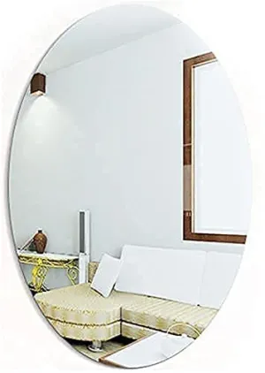 GAKSON Oval Shape Adhesive Mirror Sticker for Wall on Tiles Bathroom Bedroom Living Room Home Basin Mirror Bathroom Wall Mirror Stickers Plastic Wall Mirror 20 * 30 (1, 30X20)