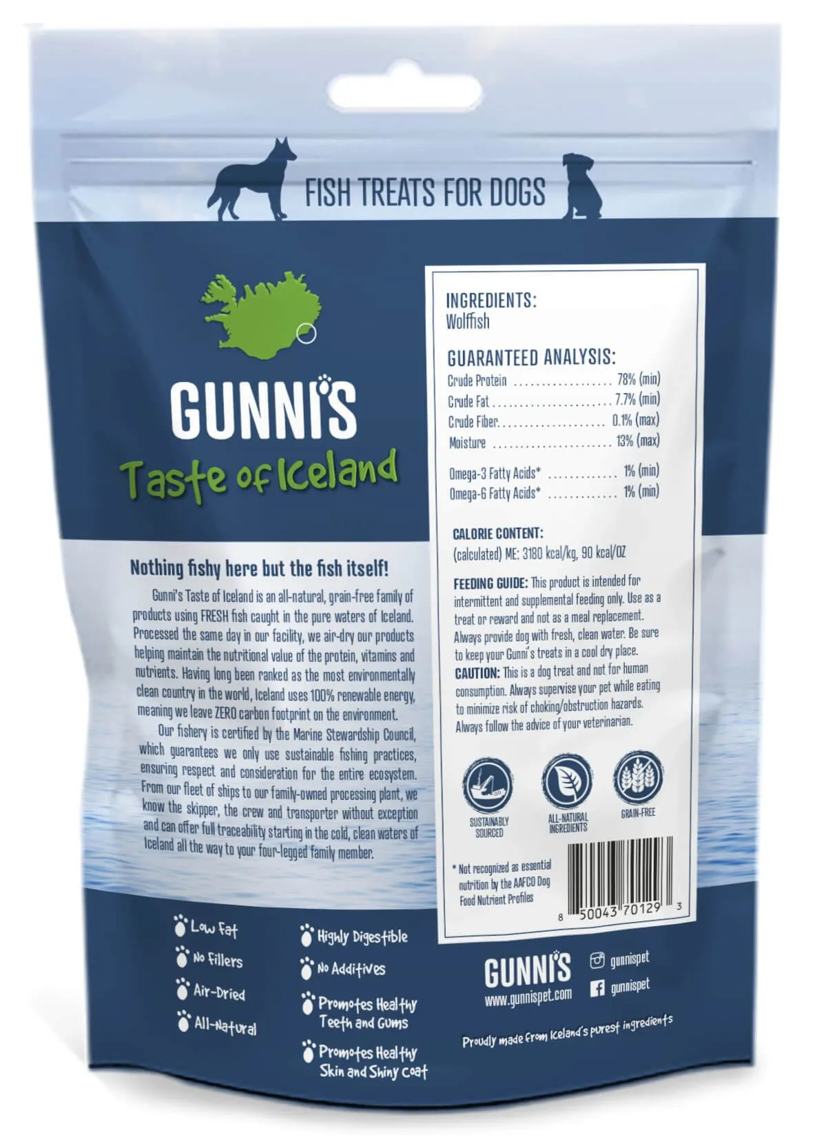 GUNNI'S Wolffish Skin Shorties Dog Treats 71g