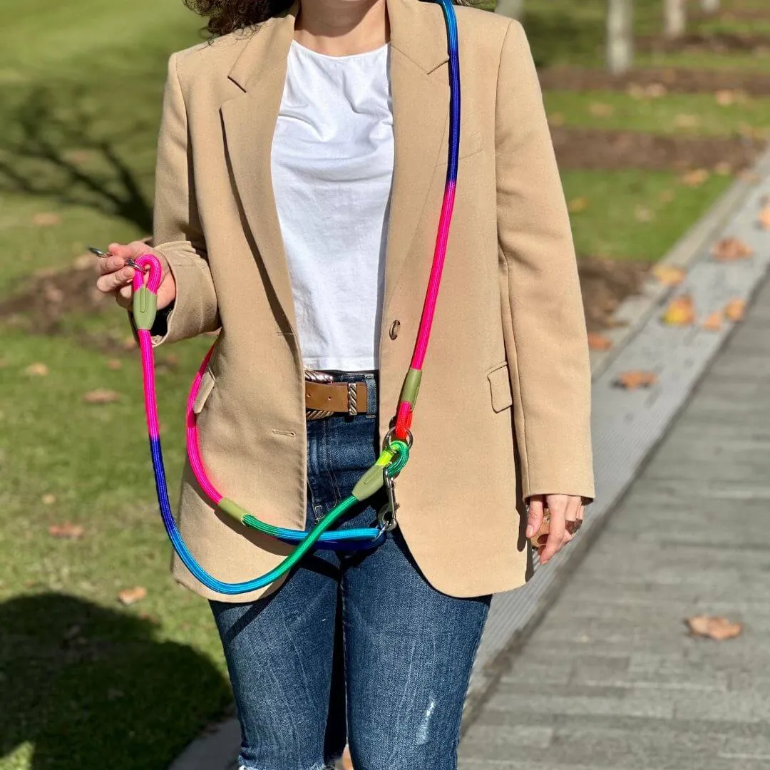 Hands-Free Nylon Rope Dog  Rainbow Leash