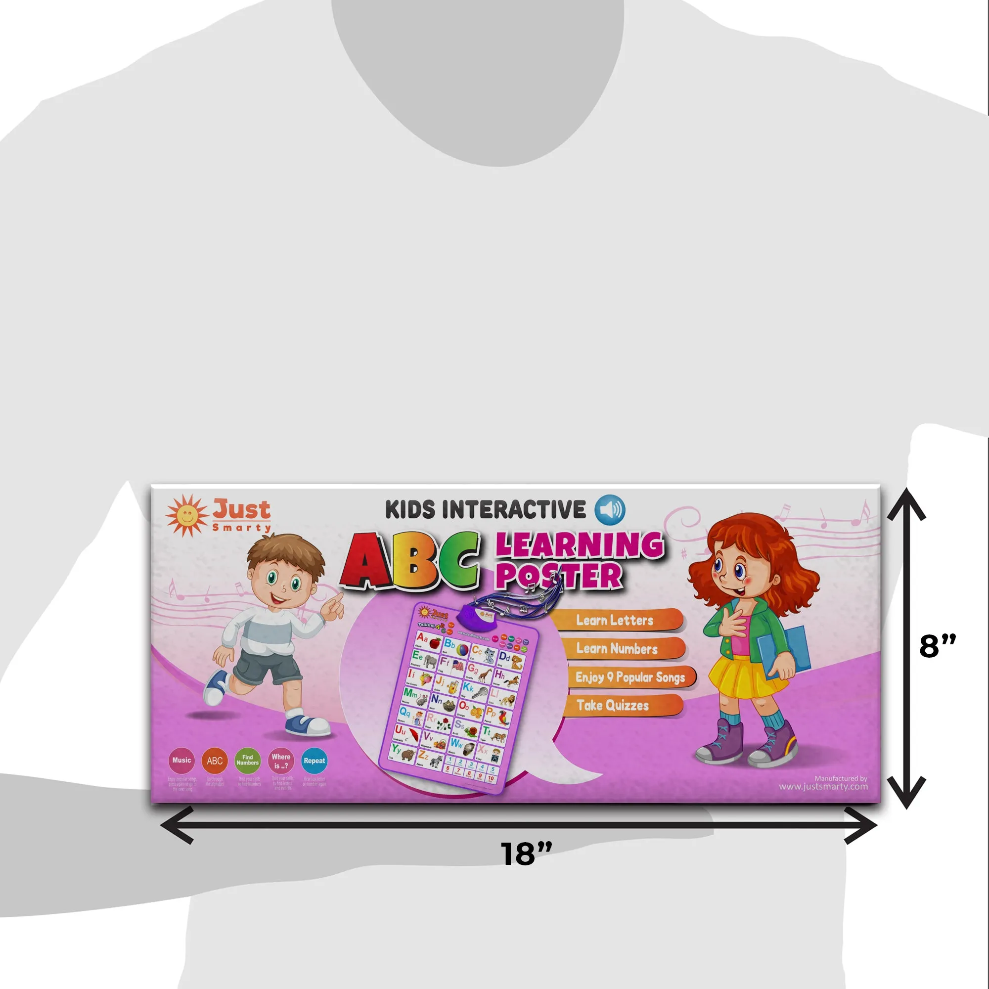 Just Smarty Interactive ABCs and 123s Learning Poster, Pink