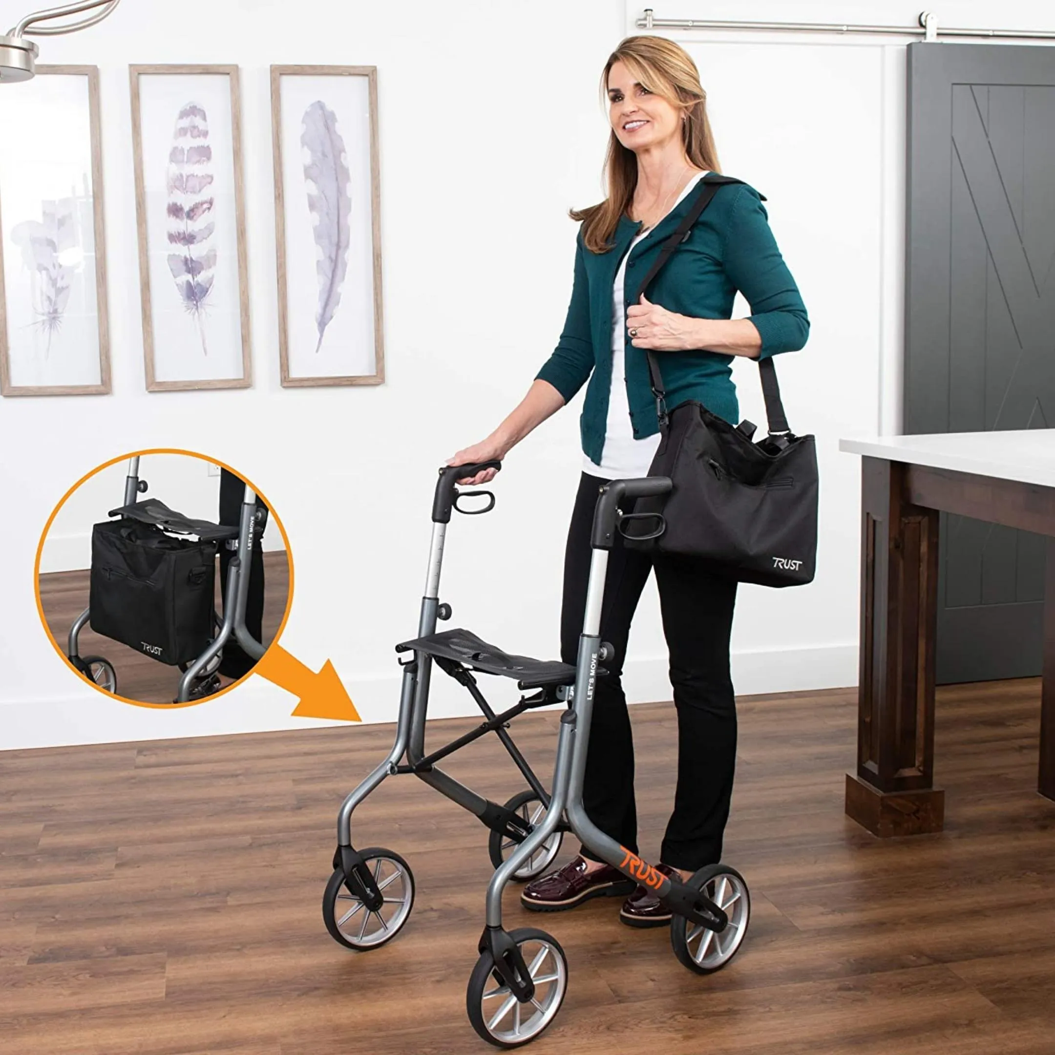 Let's Move Lightweight Rollator Mobility Wheelie Walker - Trust Care