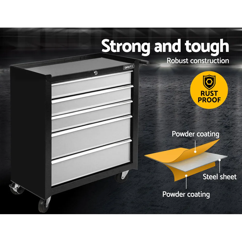 Lockable 5 Drawer Tool Box Cabinet with Wheels - Giantz