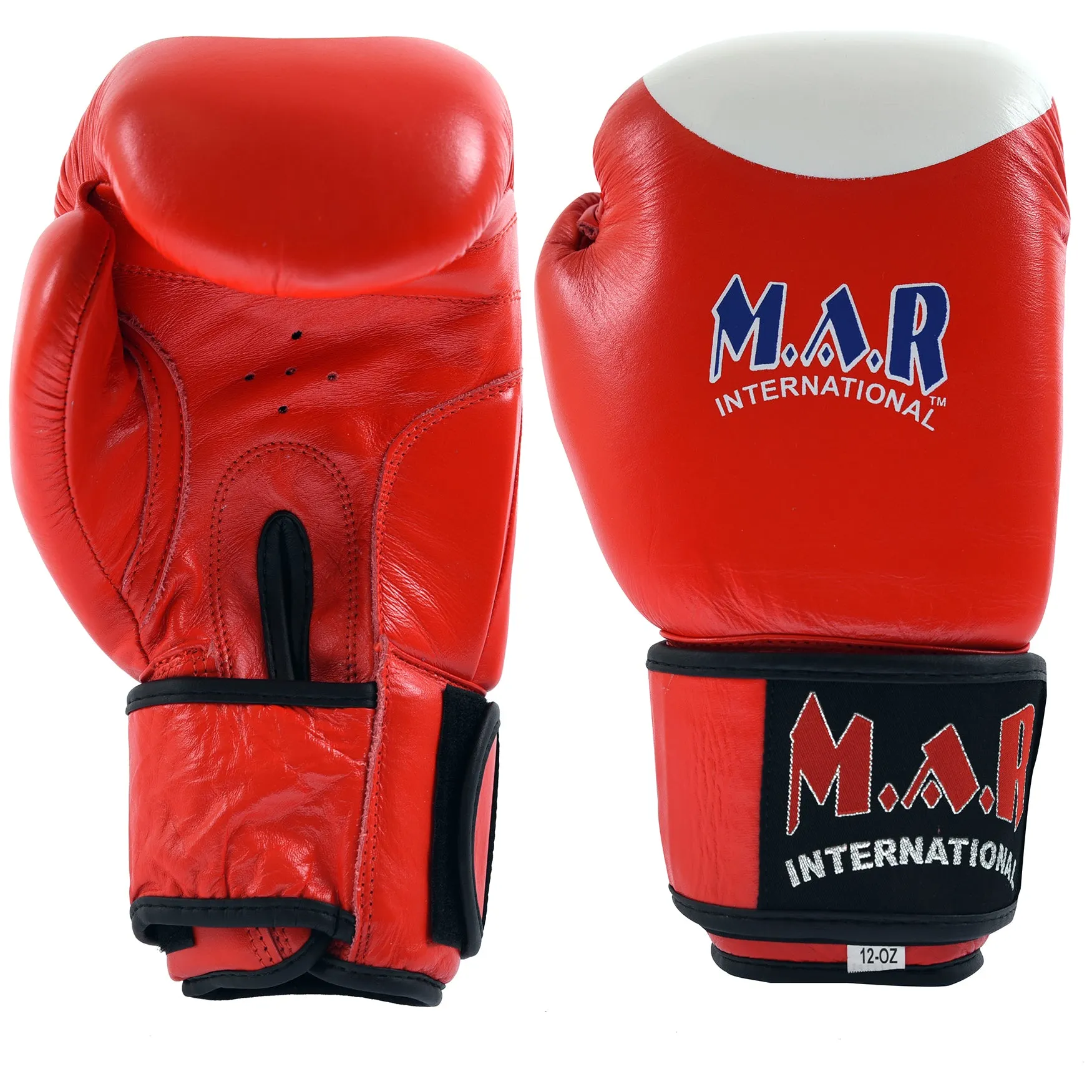 MAR-107B | Red Genuine Cowhide Leather Boxing/Kickboxing Gloves