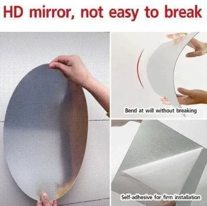 Oval Shape Adhesive Mirror Sticker for Wall on Tiles Bathroom Bedroom Living Room Basin Mirror Bathroom Wall Mirror Stickers Unbreakable Plastic Wall Mirror 30 (1, 30X20)