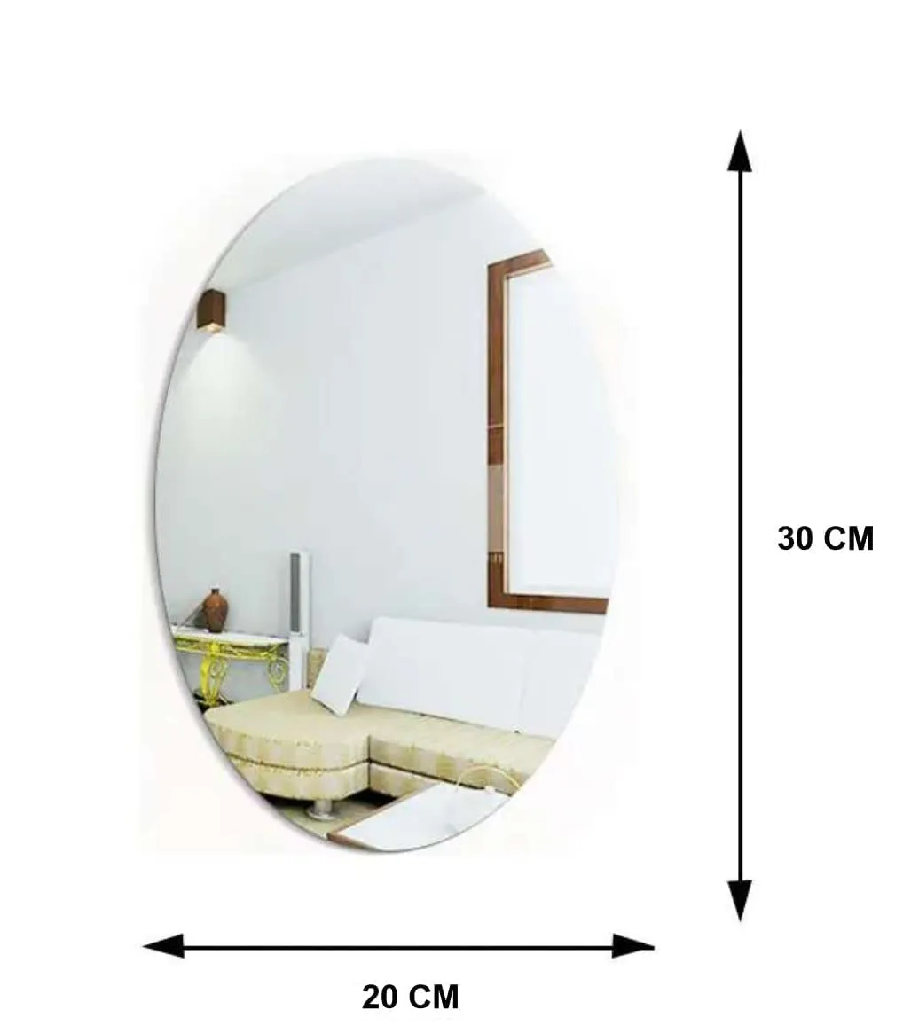 paymana Oval Shape Adhesive Mirror Sticker for Wall on Tiles Bathroom Bedroom Living Room Basin Mirror Bathroom Wall Mirror Stickers Unbreakable Wall Mirror