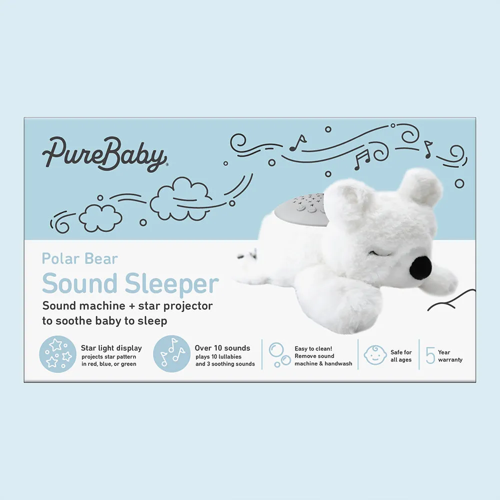 PureBaby® Sound Sleepers Sound Machine and Star Projector - Polar Bear