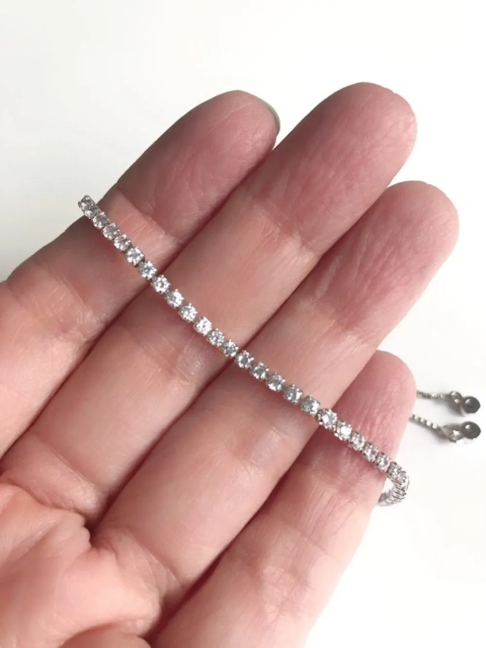 Silver Plated Rhinestone Tennis Bracelet