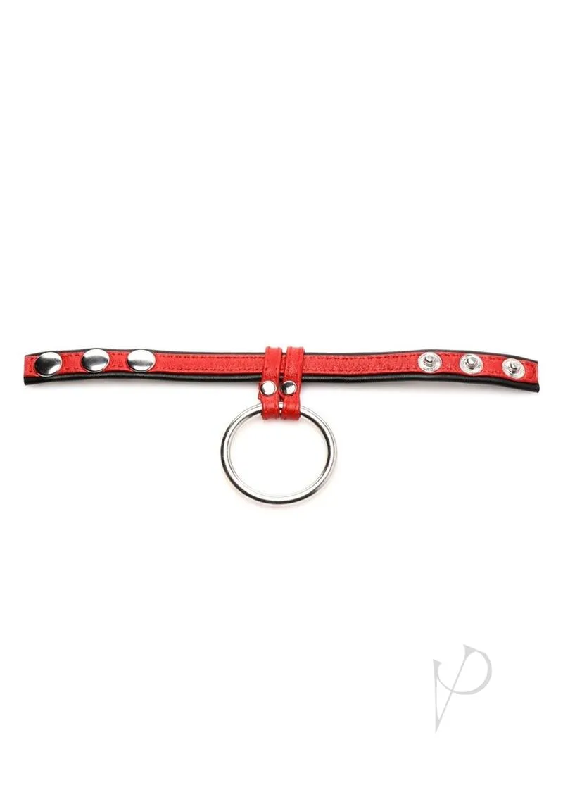 Strict Cock Gear Leather/steel Ring Red