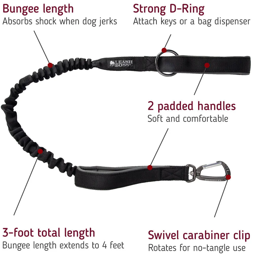 Tactical Dog Leash with Two Handles and Bungee Length