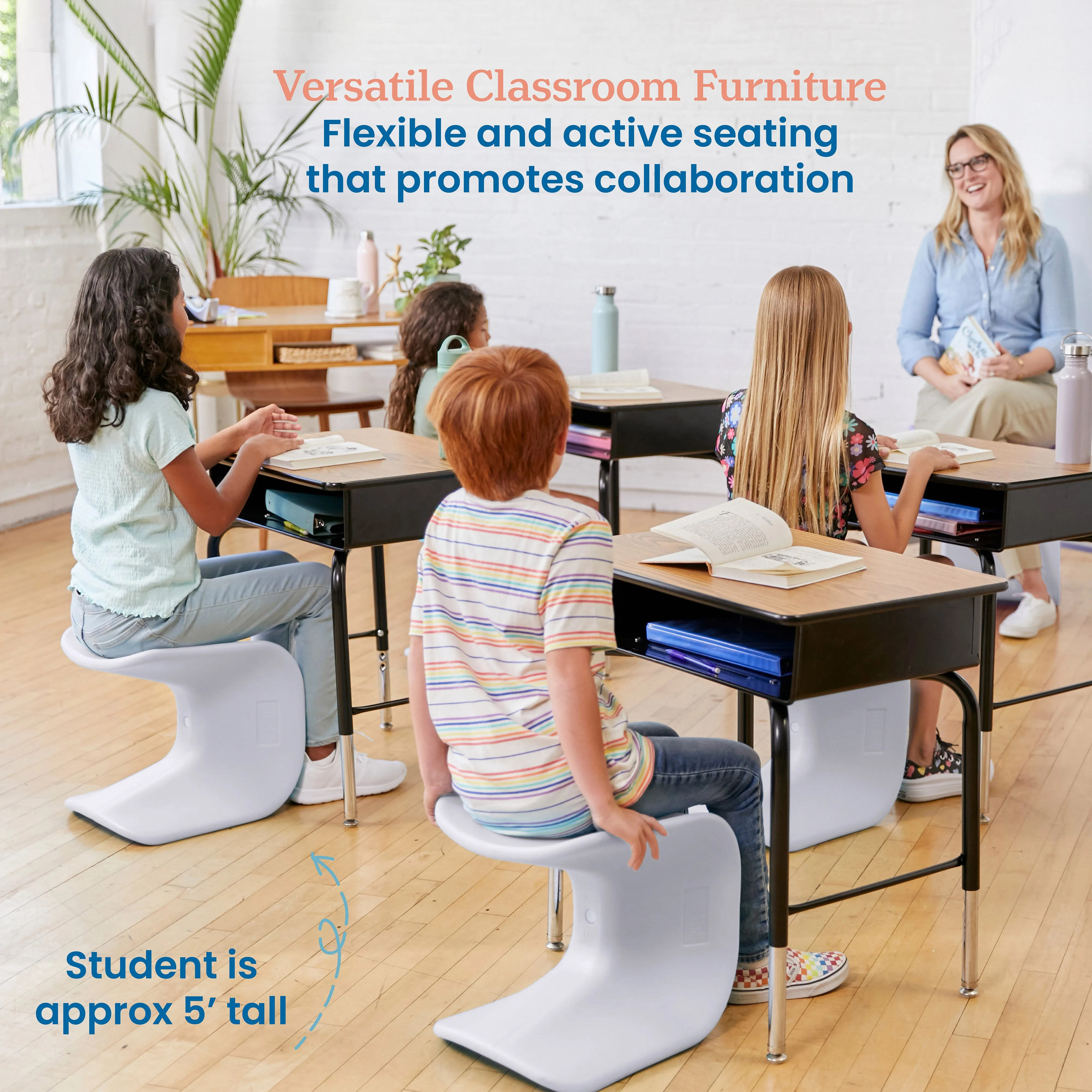 Wave Seat, Active Learning Chair, Flexible Seating, 14in - 15.1in Seat Height, 2-Pack