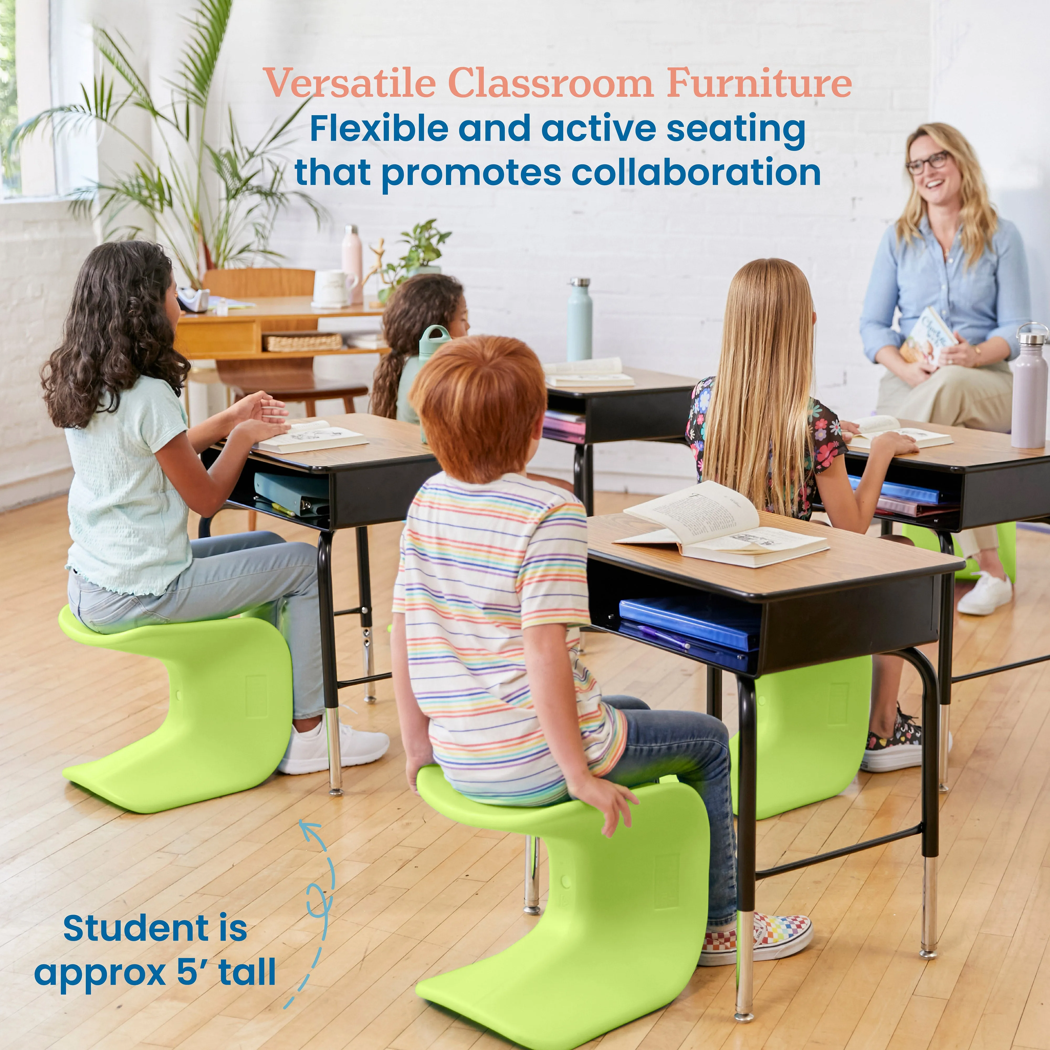 Wave Seat, Active Learning Chair, Flexible Seating, 14in - 15.1in Seat Height, 2-Pack