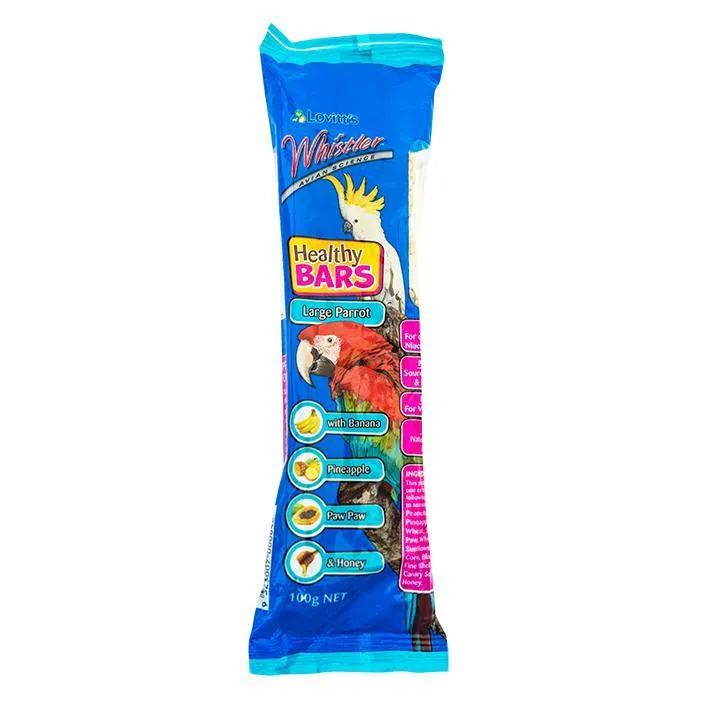 Whistler Health Bar Large Parrot With Banana,Pineapple, Paw Paw and Honey 100g***